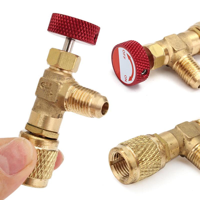 R410A Copper Flow Control Valve for Refrigerant Charging Hose Red Knob
