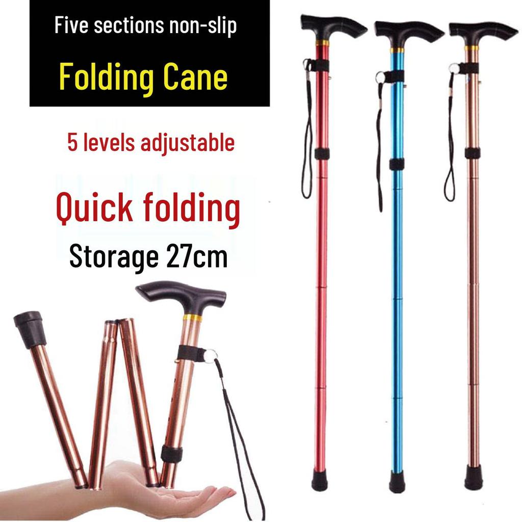 Ultra-Light Adjustable Folding Telescopic Aluminum Walking Stick - Non-Slip Hiking Trekking Pole