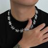 Salircon Punk Kreativa Femuddiga Stjärn Halsband för Män Vintage Silverfärg Justerbar Nyckelbenskedja Street Trend Smycken