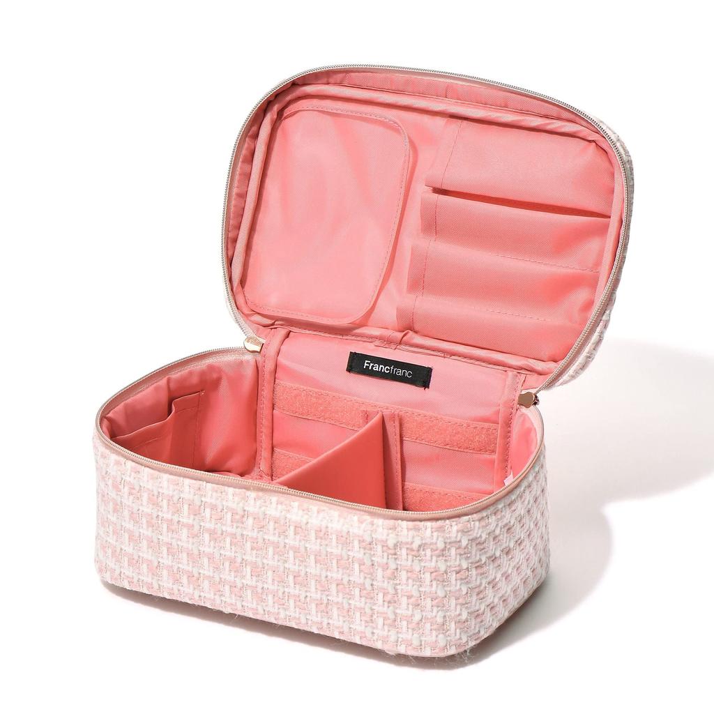 Francfranc Tweed Vanity Pouch Pink S Makeup Box Cosmetic Pouch