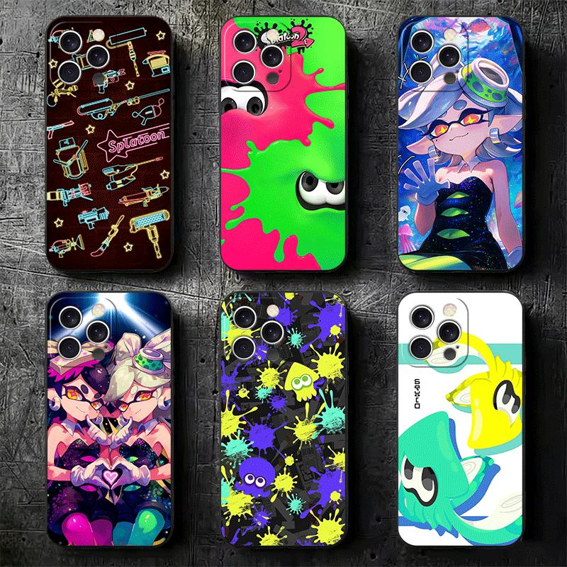 S-Splatoons Game Soft Phone Case for iPhone 16 16E 17 Air 15 Pro Max 14 Plus 13 Mini 11 12 7 Black Cover Back Shell