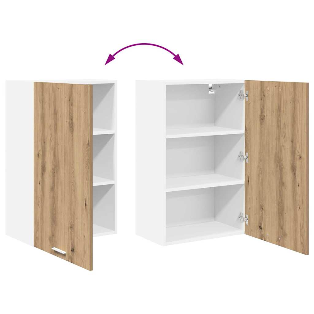 Hanging Cabinet with Door Artisan Oak and White 50 X 31 X 80 Cm