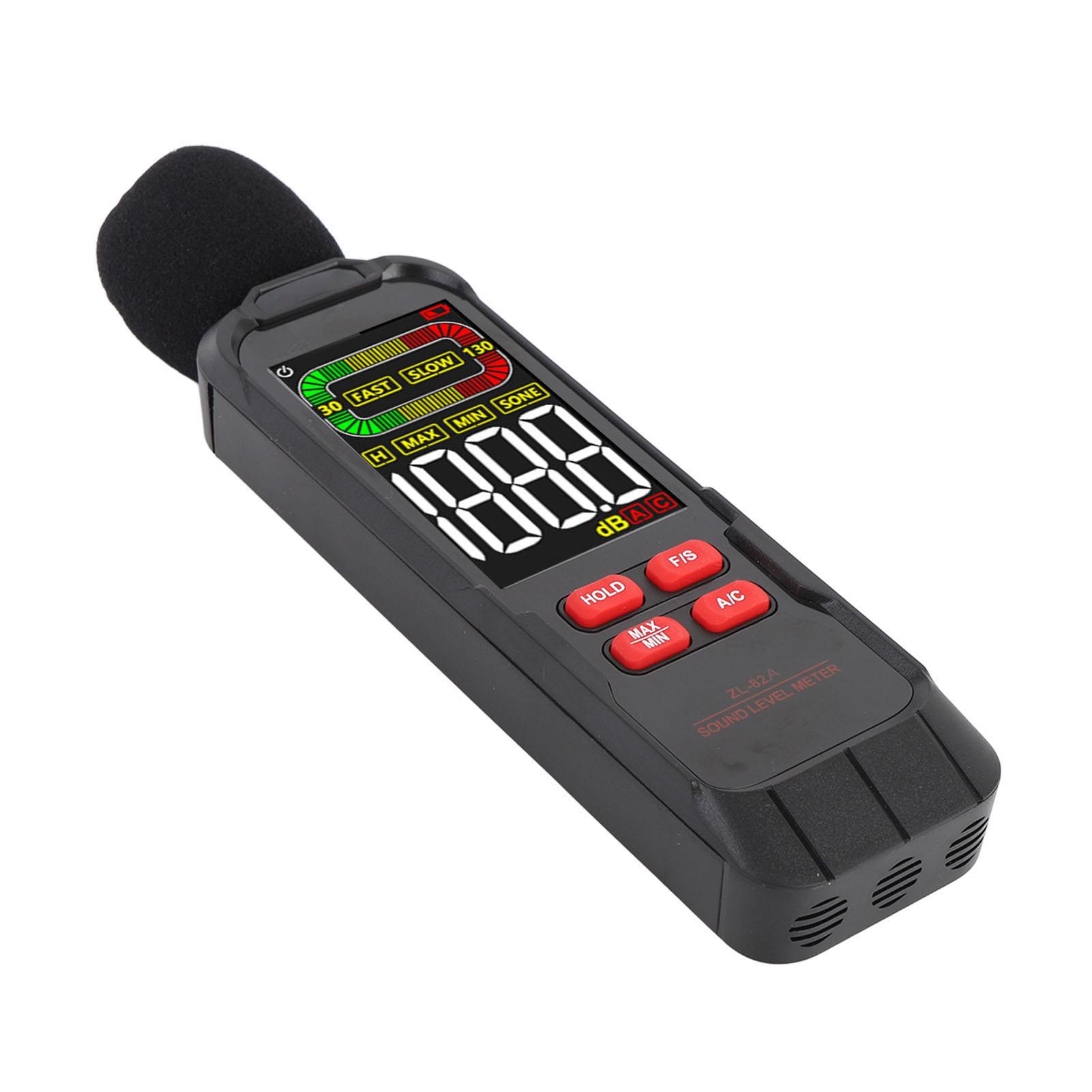 

Измеритель уровня звука Портативный Измеритель шума в децибелах Взвешивание A C Переключение для Дома Строительства