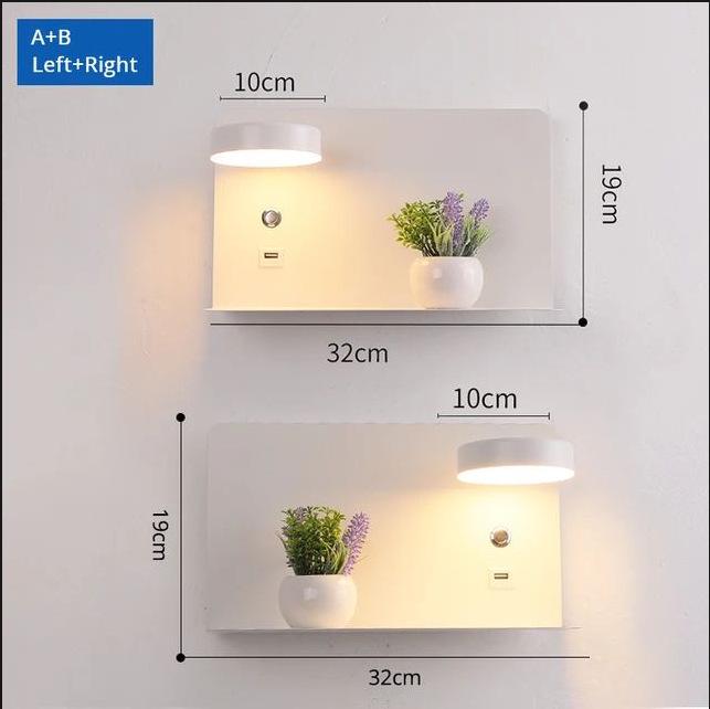 Lux Minimalist USB Touch LED Wall Lamp, Three-Color Dimmable, 12W, Bedroom Bedside Reading Light