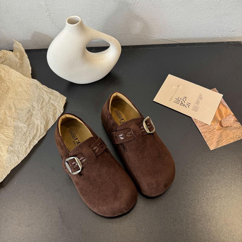 Platform-soled Boken shoes women's 2025 autumn new all-inclusive leather small lazy one-pedal single shoes