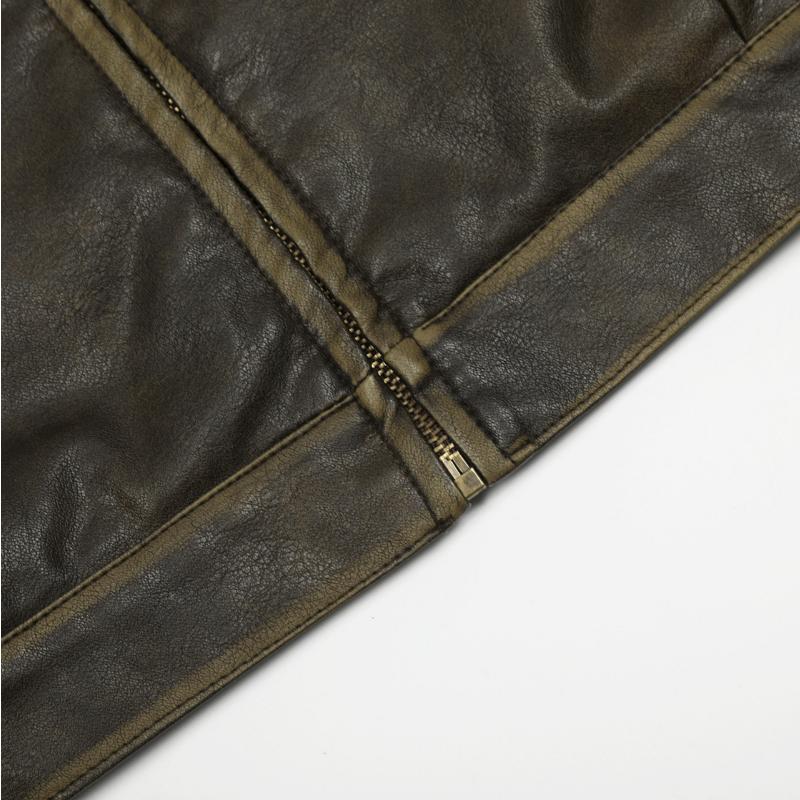 2KWEIRD Hot Girl Short PU Leather Jackets Retro Autumn Women Coats American  Pocket Coffee Faux Clothing Cropped Tops