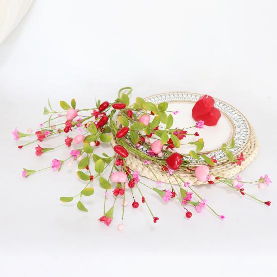 Valentines Day Heart Teardrop Swag for Front Door Artificial Red Pink Heart Shaped Berries Swag Wreath for Wedding Christmas Party Garden Patio