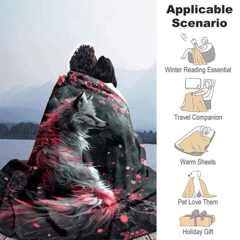 1pc Fox Printing Lightweight Flannel Blanket, Comfortable and Warm Blanket, for Camping Sofa Bed and Couch Office, Suitable for Gift Blankets