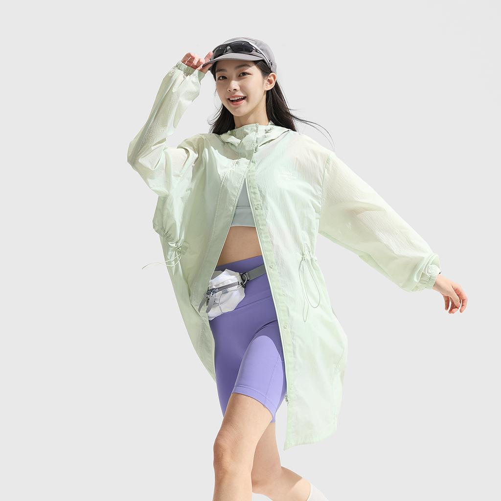 Giacca da Donna Li Ning in Seta di Ghiaccio Fresca e Traspirante, Antivento, Protezione Solare, Colore Verde Ghiaccio AFDV442-6