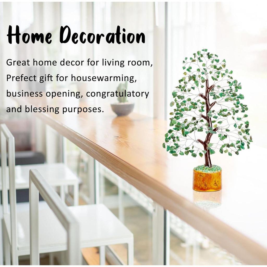 Green Aventurine Gemstone Tree Feng Shui Figurine Money Bonsai Chakra Balancing Good Luck Reiki Healing Crystals Decoration
