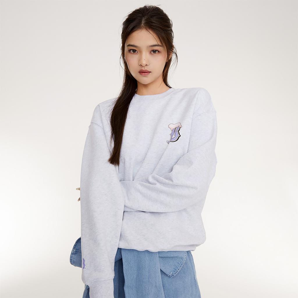 New MLB Boston Red Sox LIKE Collection 24FW Crewneck Sweatshirt Unisex Light Heather Gray 3AMTL0134-43MGL