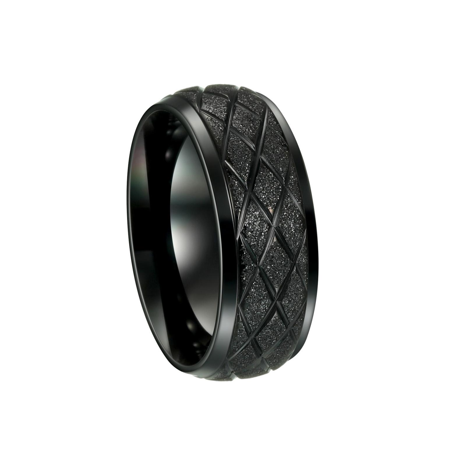 

1pc 8MM Stainless Steel Golden Mens Ring Timeless Design with Simple Texture Hypoallergenic & Durable for Sophisticated Style 13 чорний
