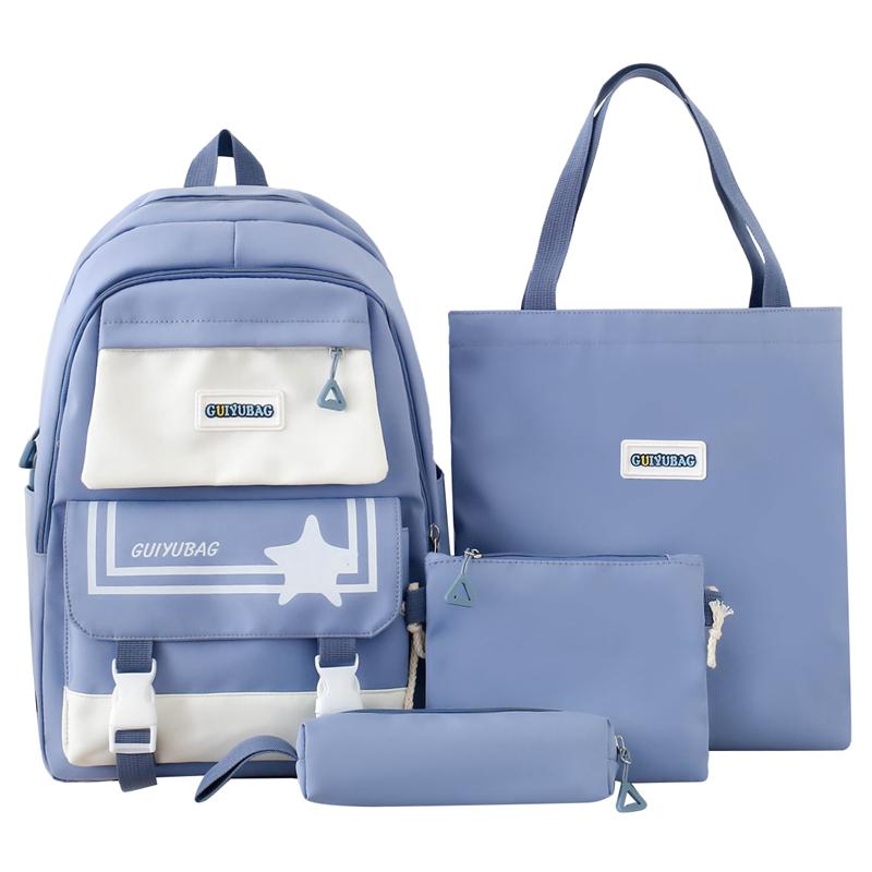 Four-Piece Backpack Set Schoolbag Large Capacity Backpack for Primary and Secondary School Students