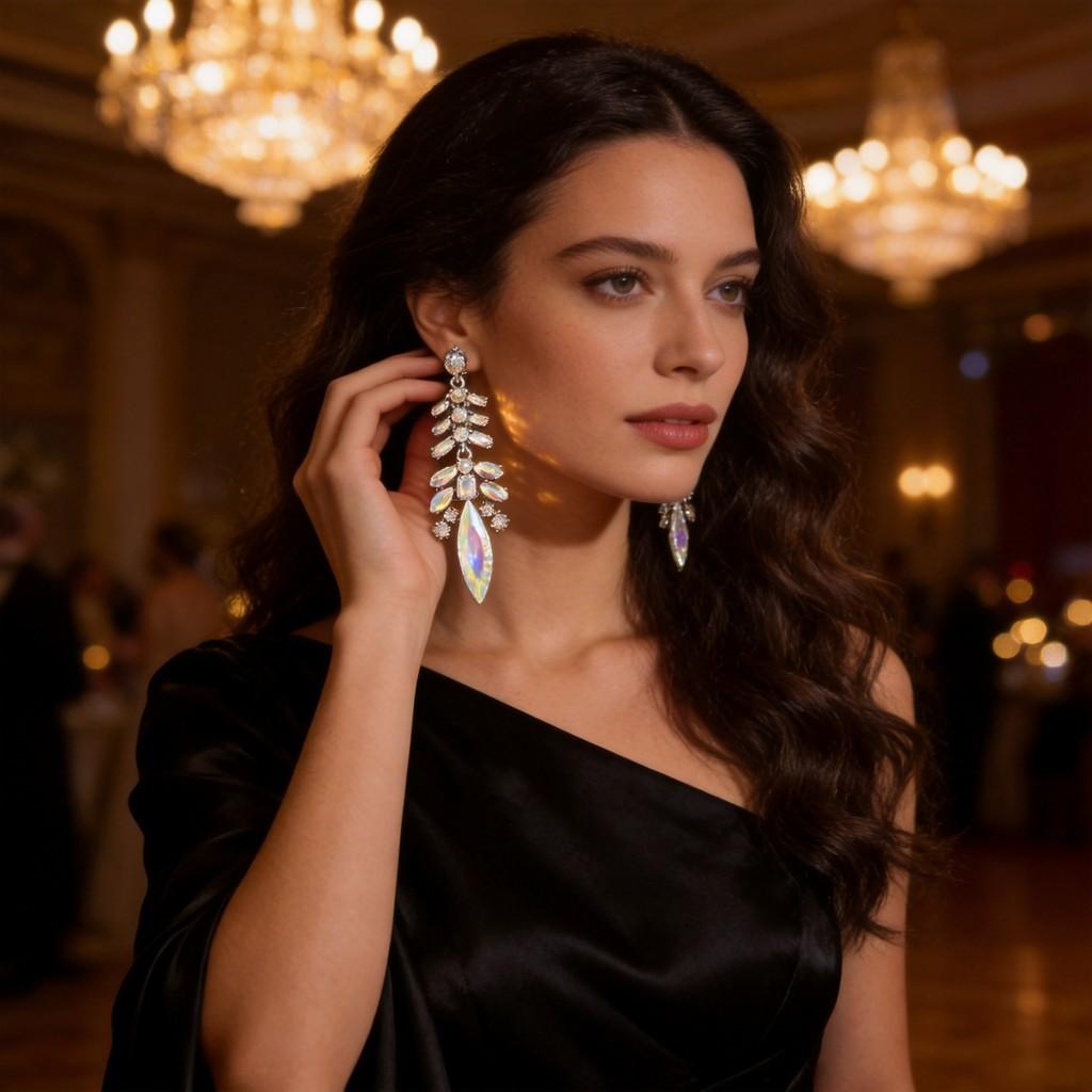 Geometric Alloy Dangle Earrings For Women With Luxury Leaf Tassels Suitable For Weddings And Parties