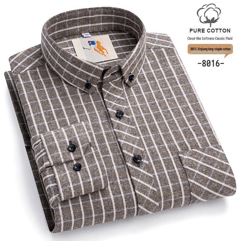 

Чоловіча сорочка оверсайз з фланелевої клітки - Чиста бавовна, з довгим рукавом, повсякденна мода для осені та зими 48