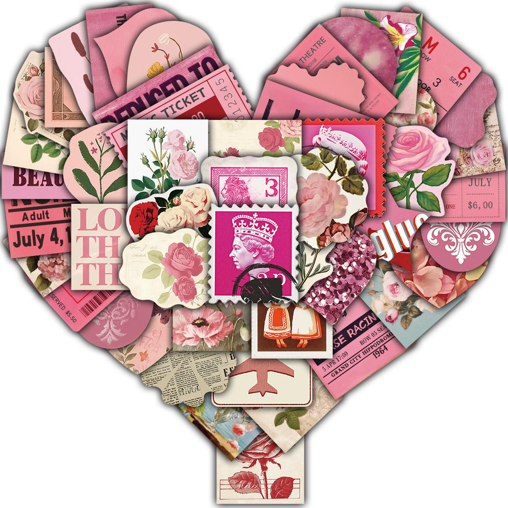 50/100PCS Pink Retro Blend Sticker Scrapbook Gifts Laptop Luggage Funny Phone Luggage Aesthetic Coffee Skateboard Car Sticker