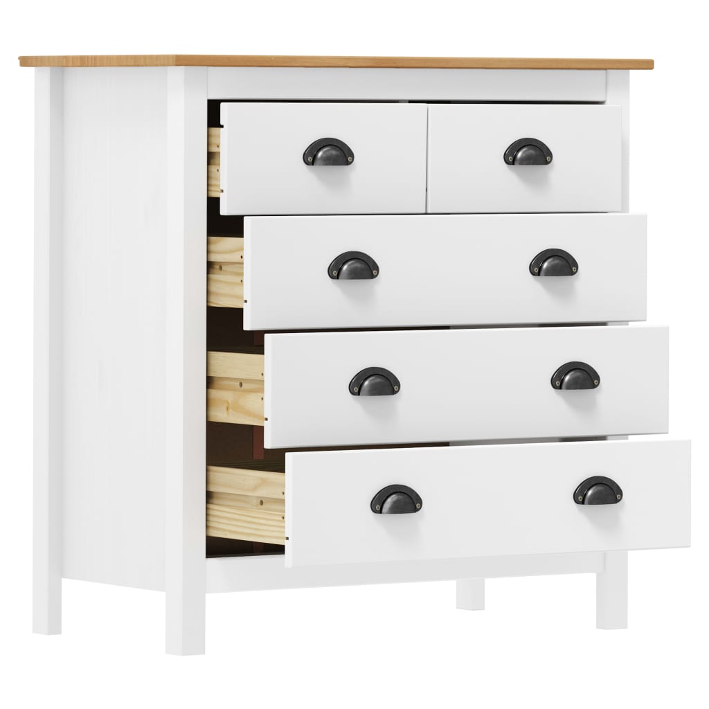 Hill Sideboard Weiß 79 x 40 x 80 cm Massives Kiefernholz