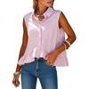 Camicia da Donna a Righe Senza Maniche con Bottoni, Orlo Arricciato e Taschino sul Petto, Top Estivo Casual Multicolore
