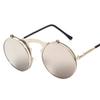 Vintage Steampunk Flip Up Men Sunglasses Women Retro Round Metal Frame Sun Glasses Hinge Design Curved Glasses Legs Uv400
