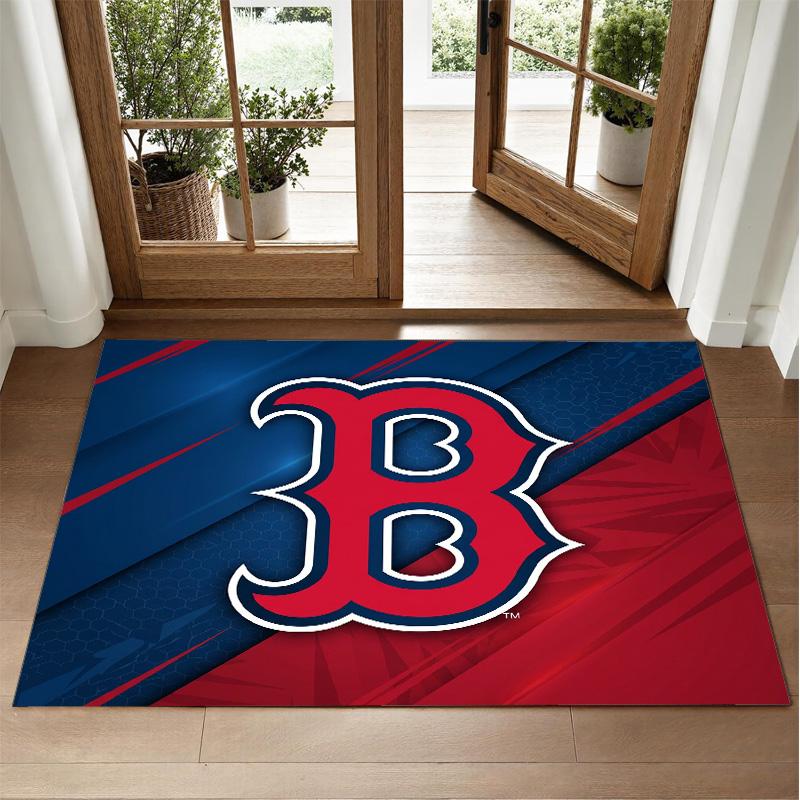 Boston Red Sox Design Kristall-Samt Teppich Weiche Dekorationsmatte für Schlafzimmer Eingang