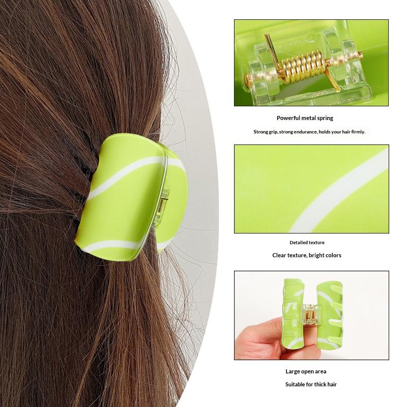 Acetic Acid Tennis Racket Design Hair Caw Shark Clip, Fashionable Headwear Accessory For Girls