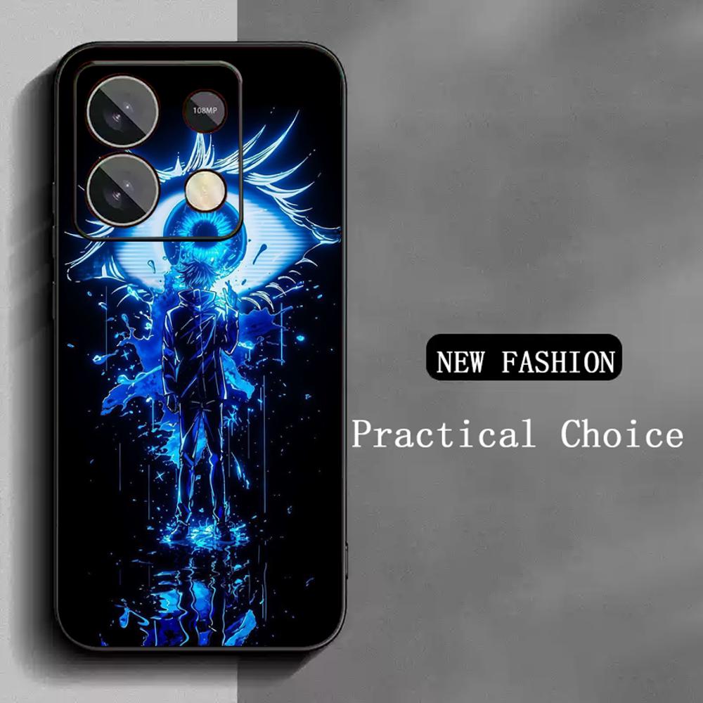 Satoru Gojo Hot Anime Man Poster Phone Case For Redmi Note 14 13 12 11 Pro Plus S 5G 14C A3 Soft Black Phone Cover