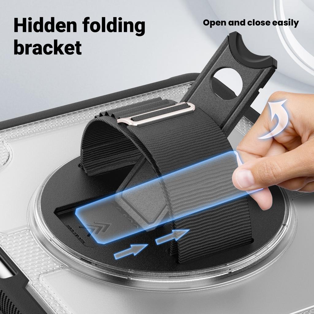 For iPad Air 13 (2025)/(2024) Kickstand Case PC+TPU Tablet Cover with Shoulder Strap