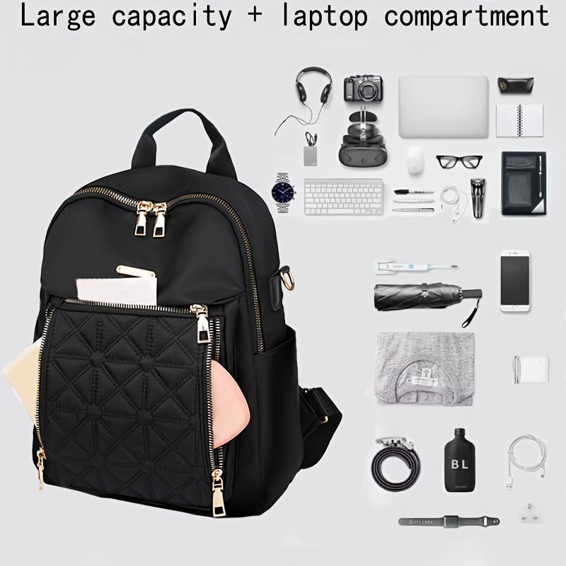 Large Capacity Women'S Fashion Backpacks Multiple Pockets Nylon Single Shoulder Bag Daily Travel Bag