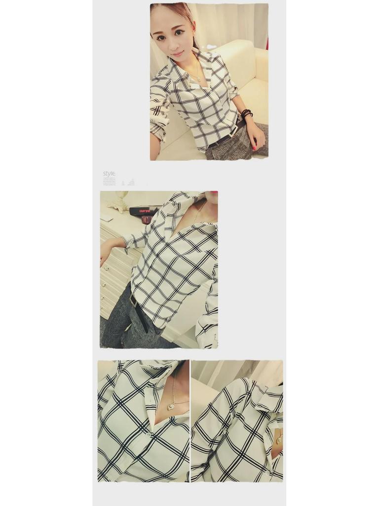2024 Spring Plaid Slim-Fit Long-Sleeve Student Shirt for Women