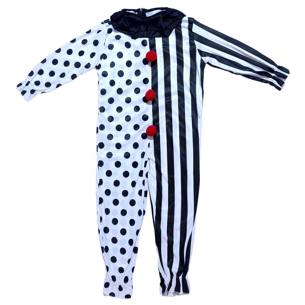 Party clown role-playing costume, black and white spotted striped jumpsuit, children's adult Halloween makeup ball props