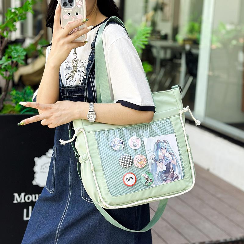 Wind Simple Transparent Pain Bag Large Capacity Class Tote Bag Leisure Commuting Shoulder Bag Versatile Tote Bag