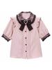 European Cute Japanese Bow Ruffle Long Sleeve Women's Shirt
