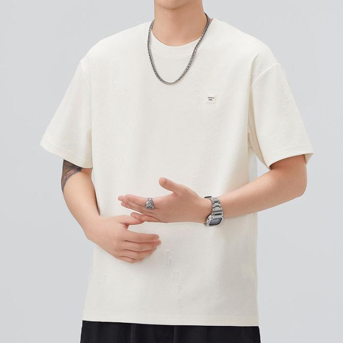 Mens Latest Summer Relaxed Fit Round Neck Short-sleeved T-shirt Thin Printed Short T-shirt