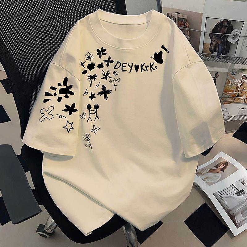 Tricou pentru femei de vară, mărime mare, bumbac, tricou moale, vrac, imprimat, casual, confortabil, pulover, tricou top