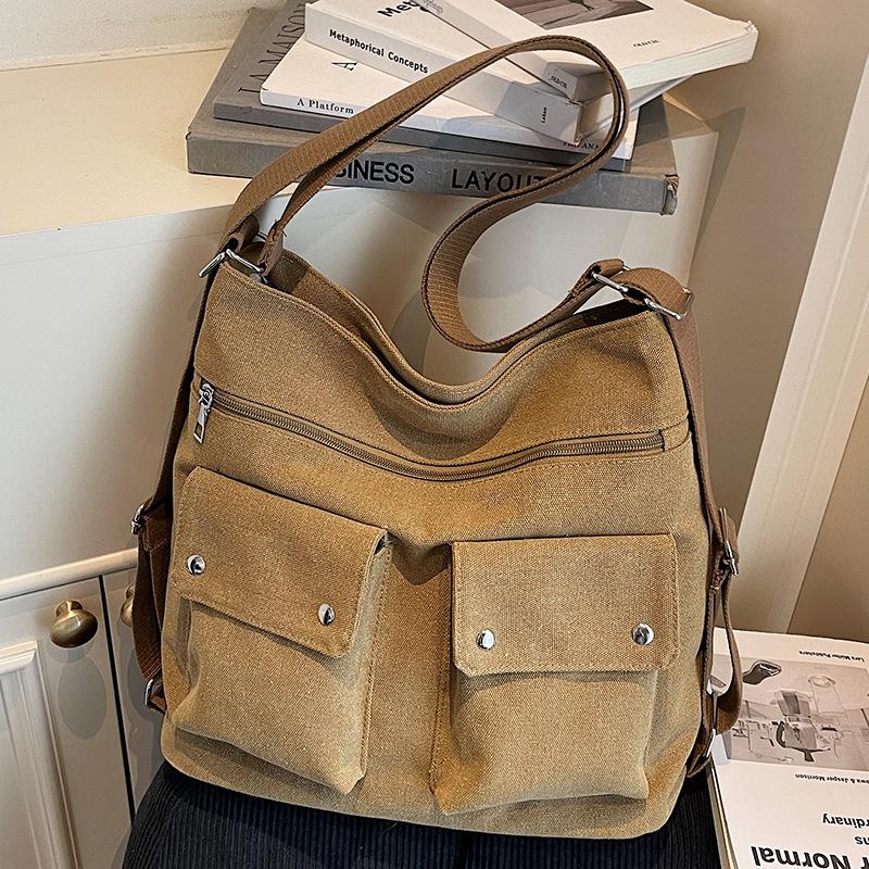 Borsa di grande capacità, Borsa monospalla multitasche, Borsa a tracolla, Tote a doppia spalla Borsa da donna