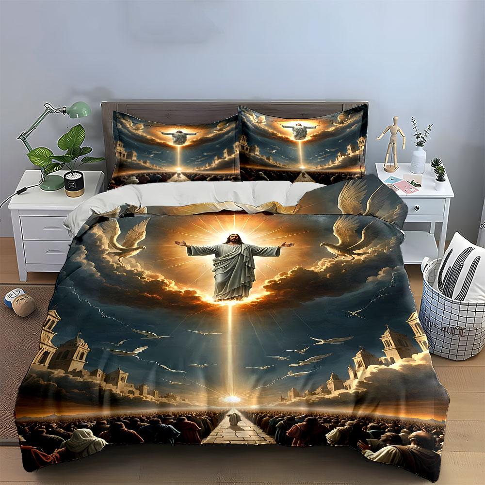 "Heavenly Radiance Ascends Beautifully." Bedding Sets Duvet Covers Pillowcases(1* Duvet Cover 2* Pillowcases Without Duvet Insert)