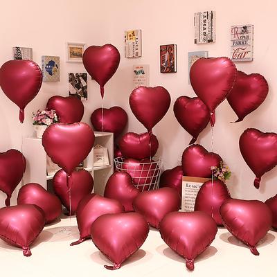 10 Adet Güzel Şarap Kırmızı Kalp Şekli Alüminyum Film Balonlar Romantik sevgililer Günü Düğün Parti Sahne Dekorasyon Balonları