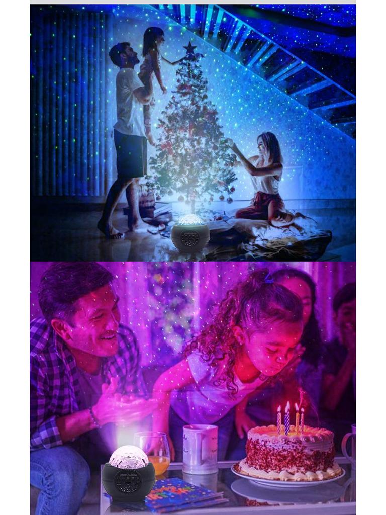 Bluetooth Starry Sky Projector: LED Water Wave, Laser Stars, Colorful Night Light, Creative Gift Lamp