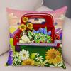Pillowcase Happy Camper Cartoon House Travel Car Cushion Cover Sofa Home Super Soft