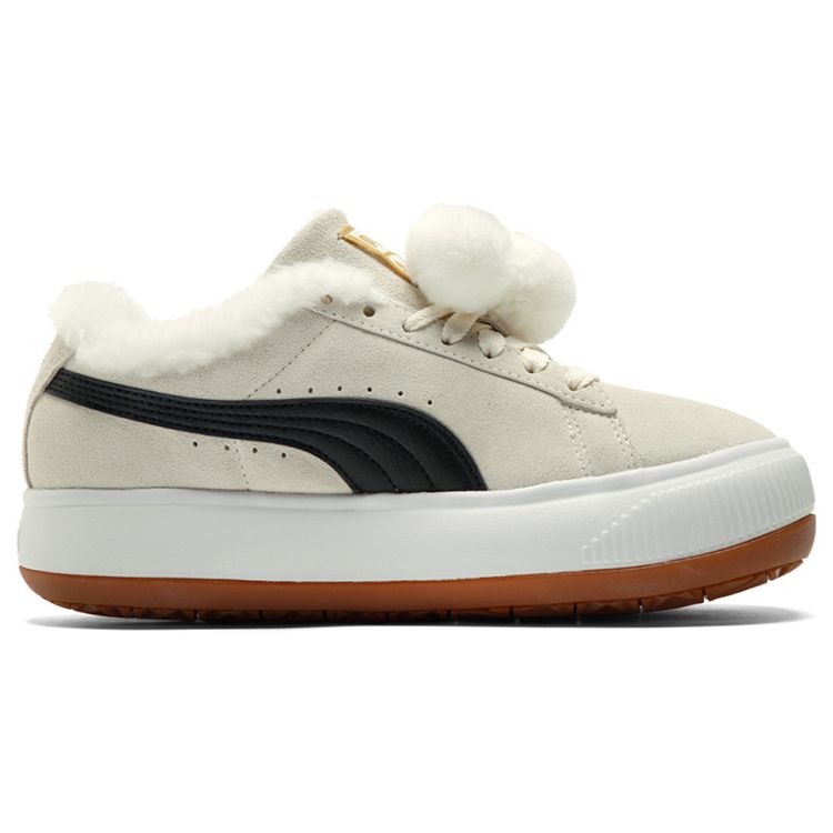Puma  Suede Mayu Fur - Whisper White Black Women Sneakers Cream 385265-01