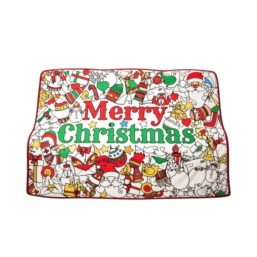 Christmas Kids Coloring Blanket with Watercolor Markers, DIY Painting Activity for Children and Family