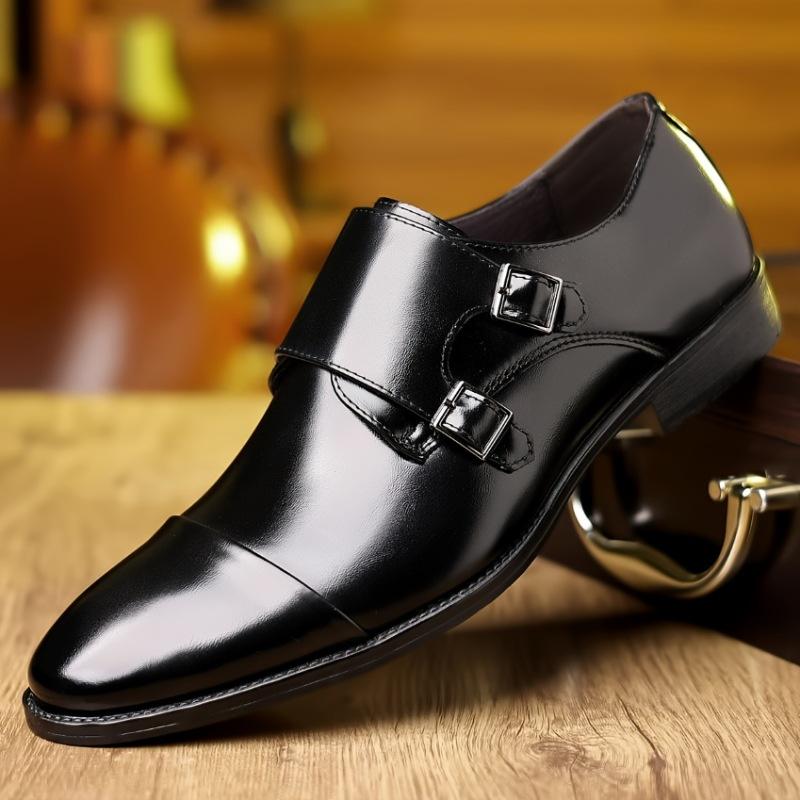 Britain New Fashion Gentleman Pointed Black Brown Business Casual Shoes For Men Monk Strap Loafers Formal Wedding Dress Footwear