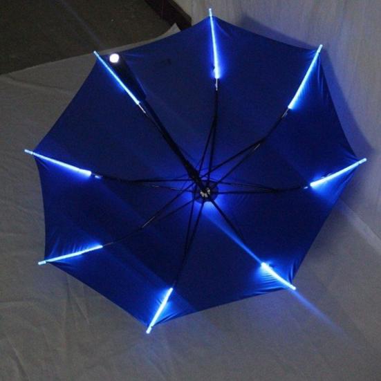 Umbrelă de protecție creativă colorată cu LED, rezistentă la vânt, soare, ploaie, noapte
