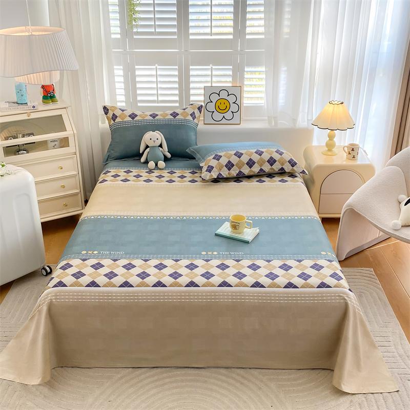 Cute Cartoon Panda Flat Sheet Kawaii Love Heart Bed Sheet Set for Girls Boys Room Decor Cotton Twin Bed Cover with 2 Pillowcase