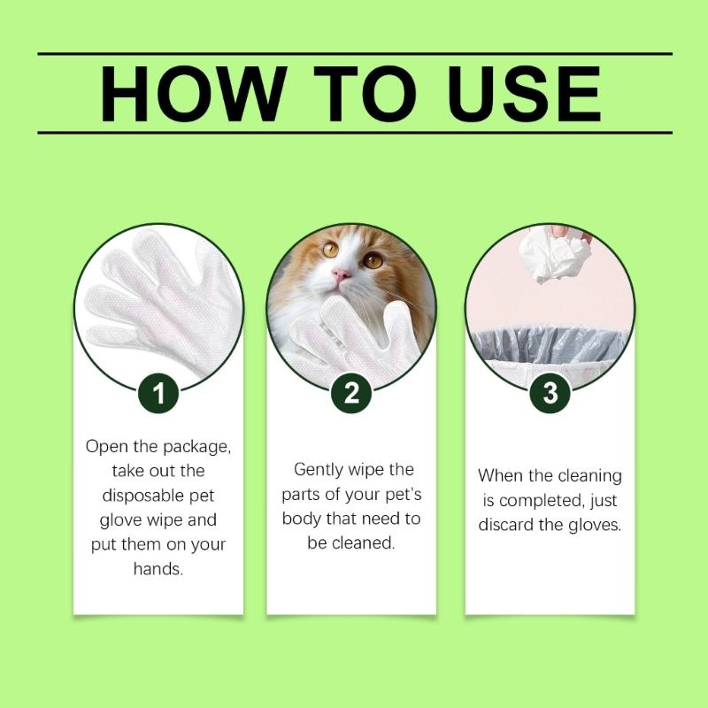 5 Pair Disposable Pet Grooming Gloves Hypoallergenics Design Cleaning Bathing Wipes Mittens For Dog Cats Travel Portable