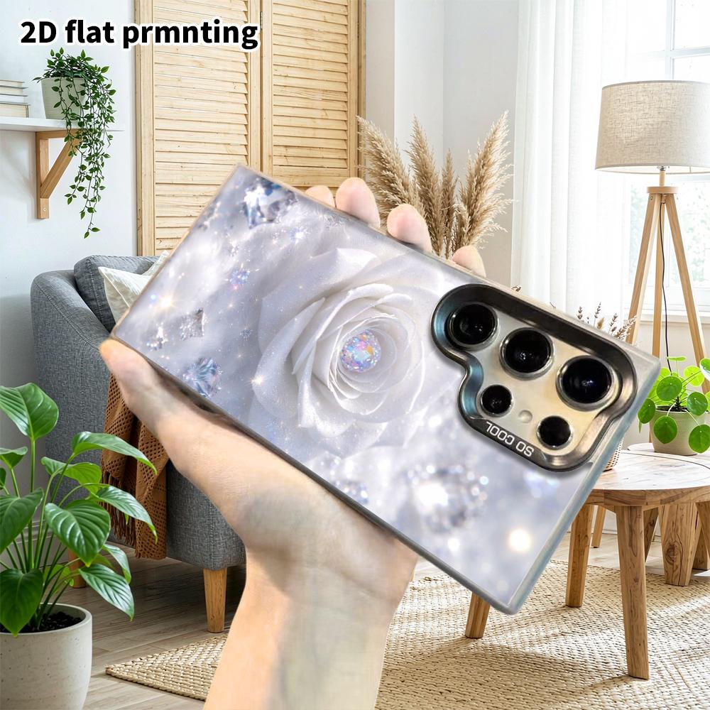 Phone Case: 2D Flat Samsung Galaxy A34 A35 M05 M06 S20 S22 S21 FE Plus 5G Protective Case, Couple Style, White Rose Diamond, Christmas and Halloween G
