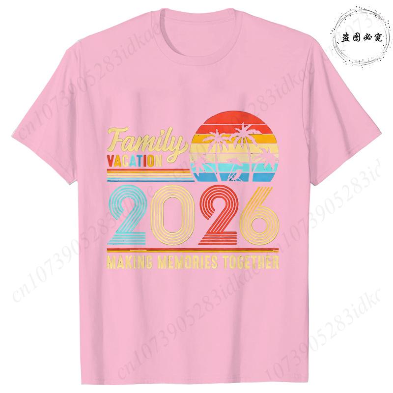 Family Vacation 2026 Retro T-shirts: Vintage Sunset Palm Graphic Tops Fashion Unisex & Unisex Making Memories Together Vacation Tees