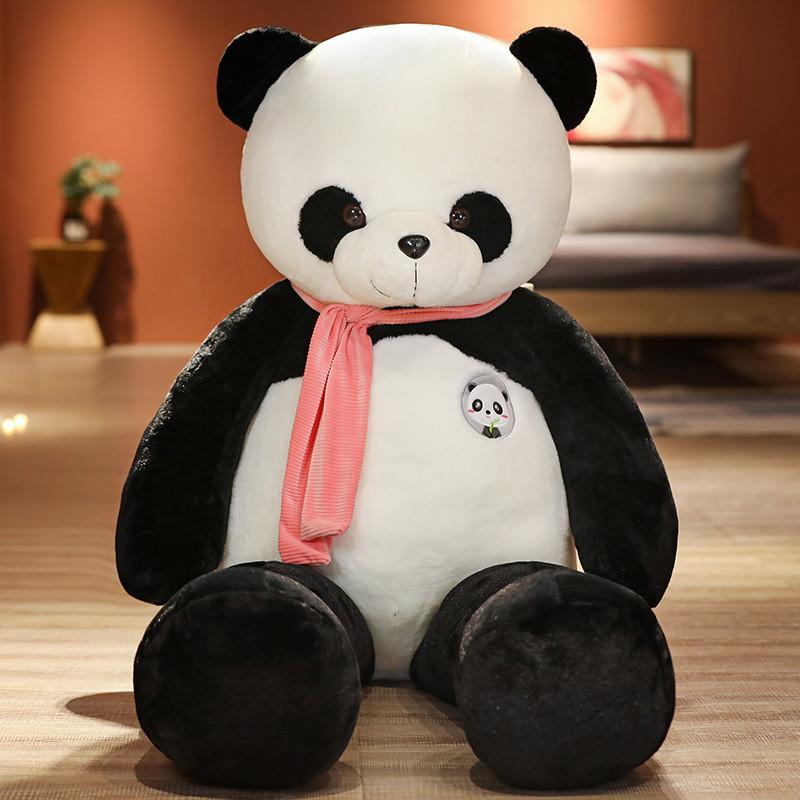 

Scarf Panda Plush Toy Cartoon Stuffed Doll Decoration Kids Gift Back Cushion розовый
