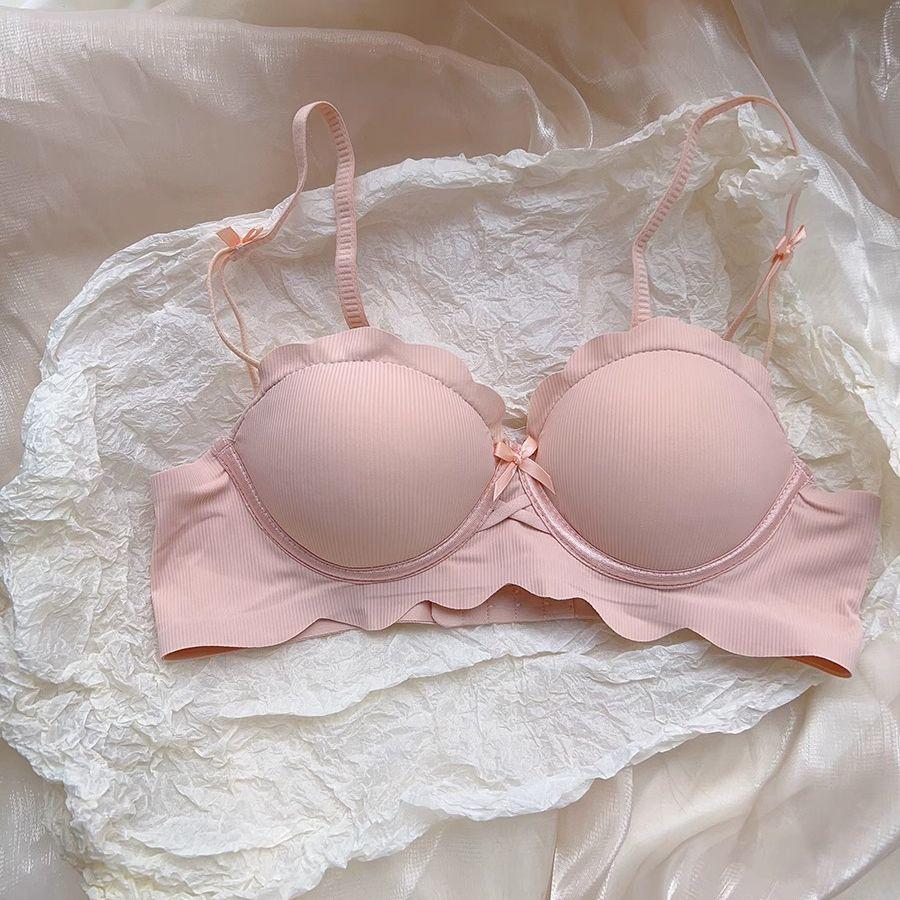 Girls Push Up Bras Lace Floral Deep V Underwear For Women's Lingerie Solid Simple Backless