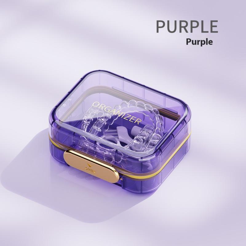 

For Dental Aligners,Braces Case, Portable Organizer, Dentur Lockable Waterproof & Moisture - Proof Aligner Case - Secure Storage фіолетовий